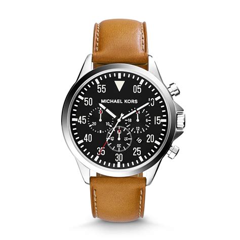 michael kors gage silver tone and leather watch|Michael Kors Men's MK8616 Gage Analog Display Quartz Brown .